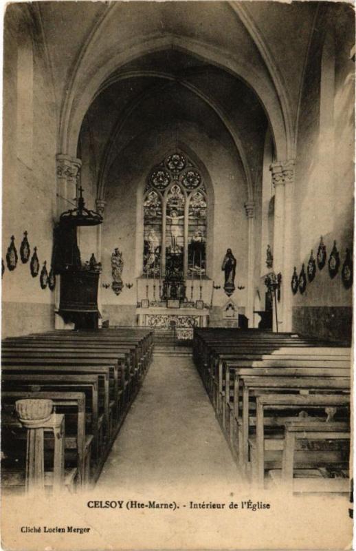 Carte postale ancienne Celsoy - Interieur de l'Eglise à Celsoy