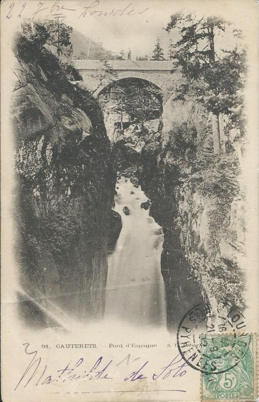 Carte postale ancienne Pont d'Espagne à Cauterets