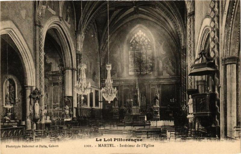 Carte postale ancienne Le Lot Pittoresque - Martel - Interieur de l'Eglise à Martel
