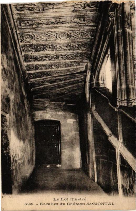 Carte postale ancienne Le Lot illustre - Escalier du Chateau de Montal
