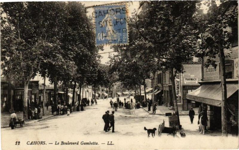 Carte postale ancienne Cahors - Le Boulevard Gambetta à Cahors