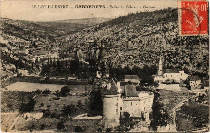 Carte postale ancienne Le Lot Illustre - Cabrerets - Vallée du Cele et le Chateau à Cabrerets