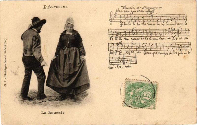 Carte postale ancienne L'Auvergne - La Bourrée