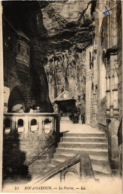 Carte postale ancienne Rocamadour-Le Parvis à Rocamadour