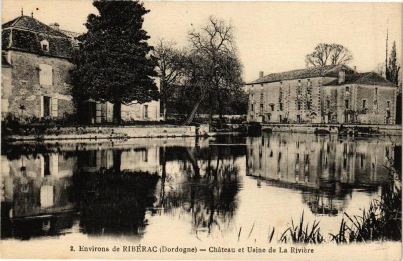 Carte postale ancienne Riberac-Chateau et Usine de La Riviere