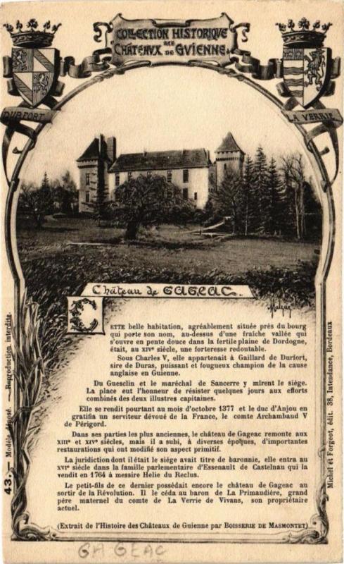 Carte postale ancienne Chateau de Gageac