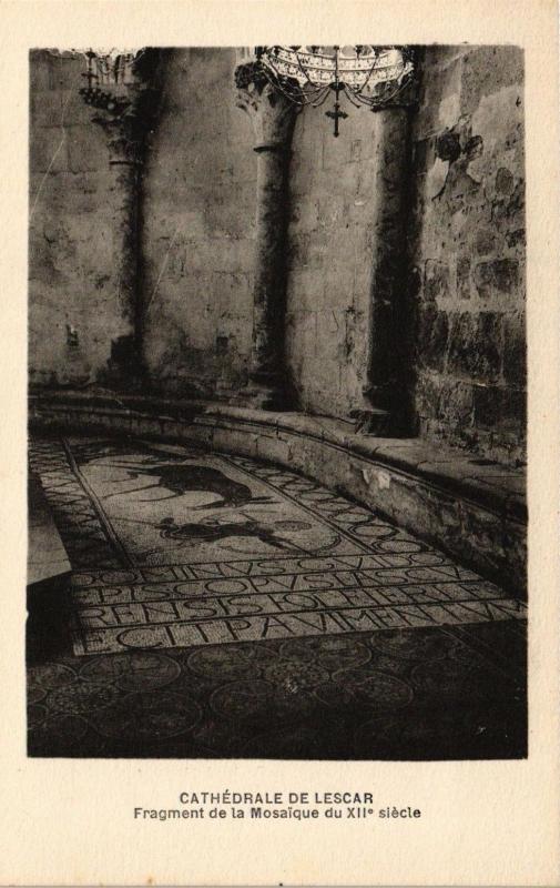 Carte postale ancienne Cathedrale de Lescar - Fragment de la Mosaique du Xii siecle à Lescar