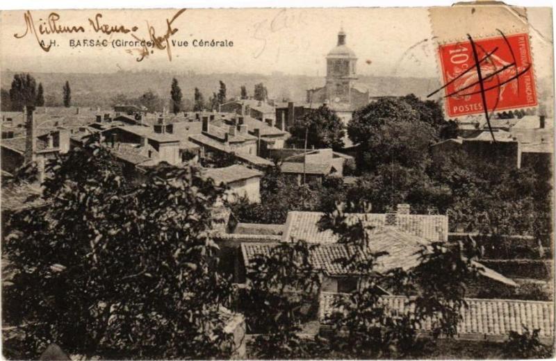 Carte postale ancienne Barsac (Gironde) - Vue Générale à Arsac