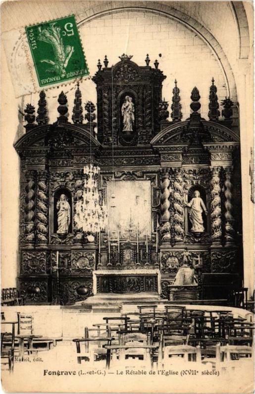 Carte postale ancienne Fongrave - Le Retable de l'Eglise à Fongrave