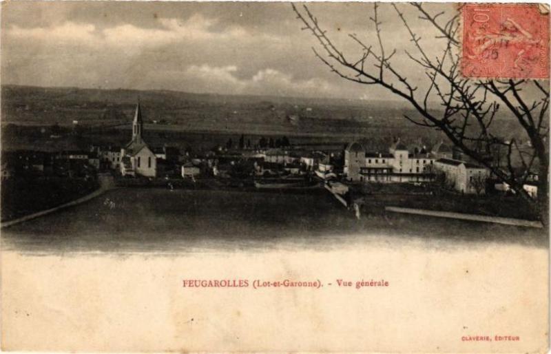 Carte postale ancienne Feugarolles - Vue générale à Feugarolles