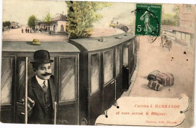 Carte postale ancienne Marmande - et vous envoie le Bonjour à Marmande