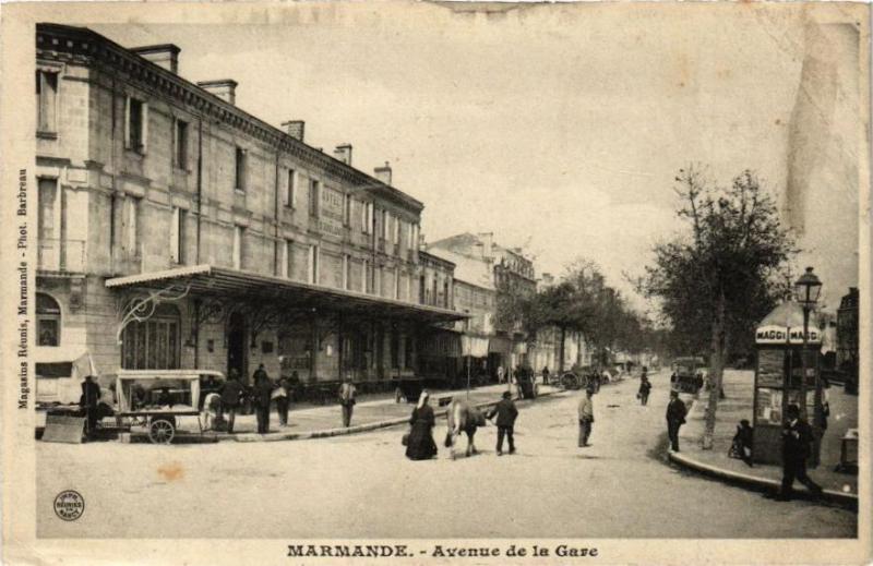 Carte postale ancienne Marmande - Avenue de la Gare à Marmande