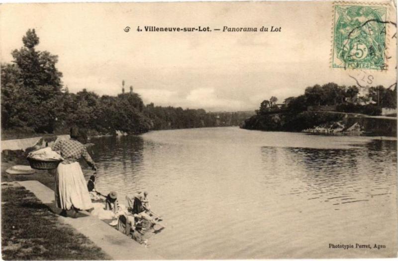 Carte postale ancienne Villeneuve-sur-Lot-Panorama du Lot à Villeneuve-sur-Lot