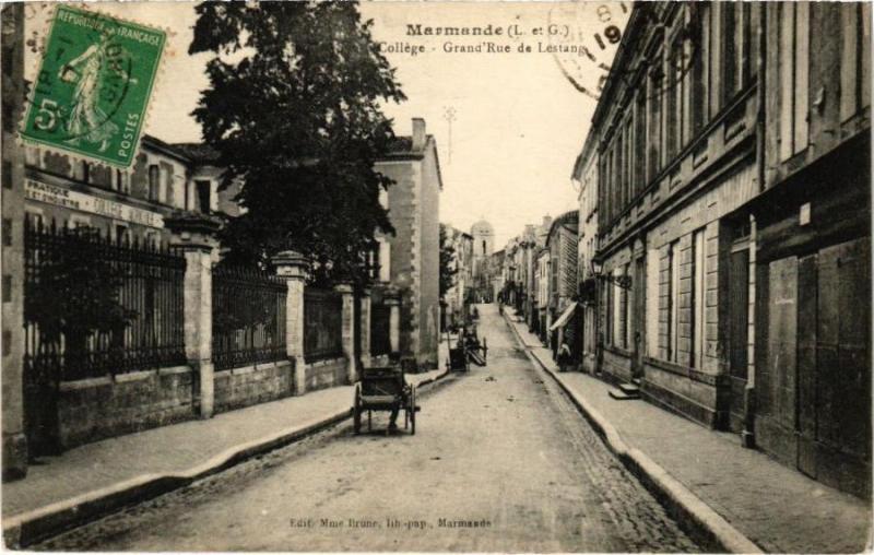 Carte postale ancienne Marmande - College Grand Rue de Lestang à Marmande