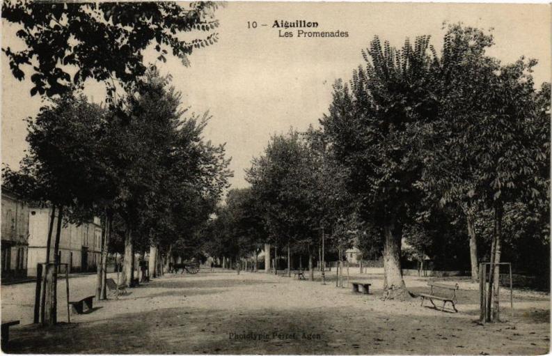 Carte postale ancienne Aiguillon - Les Promenades à Aiguillon