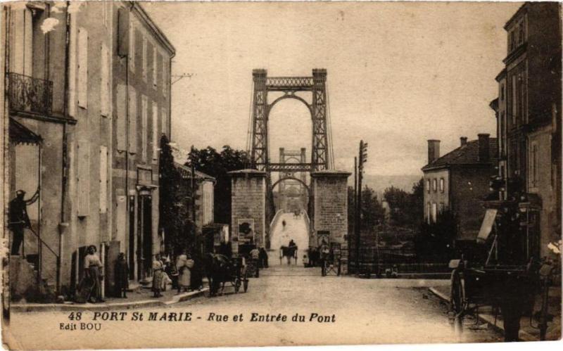 Carte postale ancienne Port Saint-Marie-Rue et Entrée du Pont