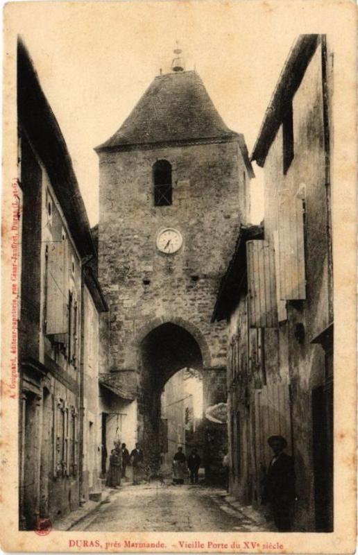 Carte postale ancienne Duras pres Marmande-VIEILle Porte du xv siecle à Duras