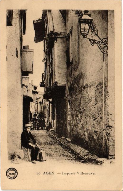 Carte postale ancienne Agen - Impasse Villeneuve à Agen