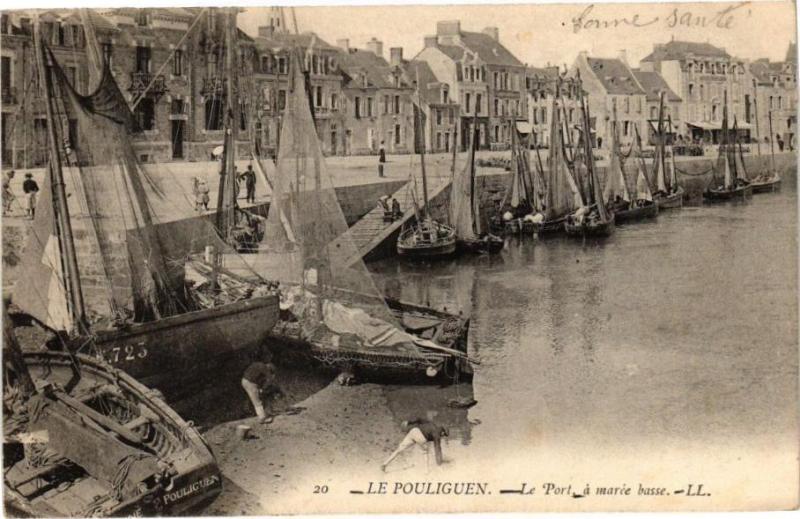 Carte postale ancienne Le Pouliguen - Le Port a marée basse au Pouliguen