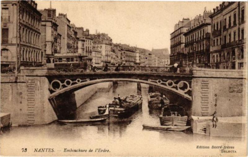 Carte postale ancienne Nantes - Embouchure de l'Erdre à Nantes