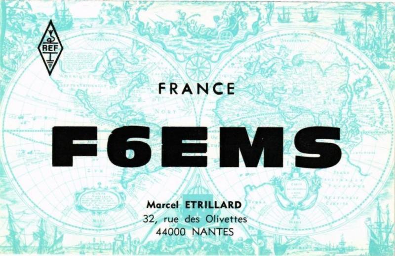 Carte postale ancienne France F6EMS Marcel Etrilland 32 rue des OLIVETtes 44000 Nantes à Nantes