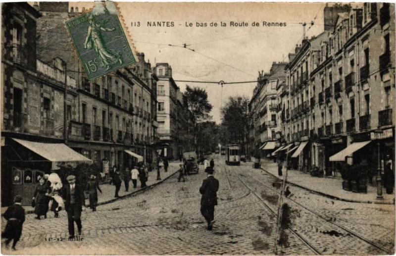 Carte postale ancienne Nantes - Le bas de la Route de Rennes à Nantes
