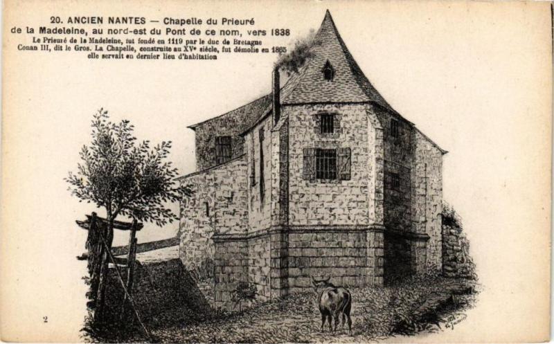 Carte postale ancienne Ancien Nantes - Chapelle du prieure de la Madeleine au nord - est à Nantes