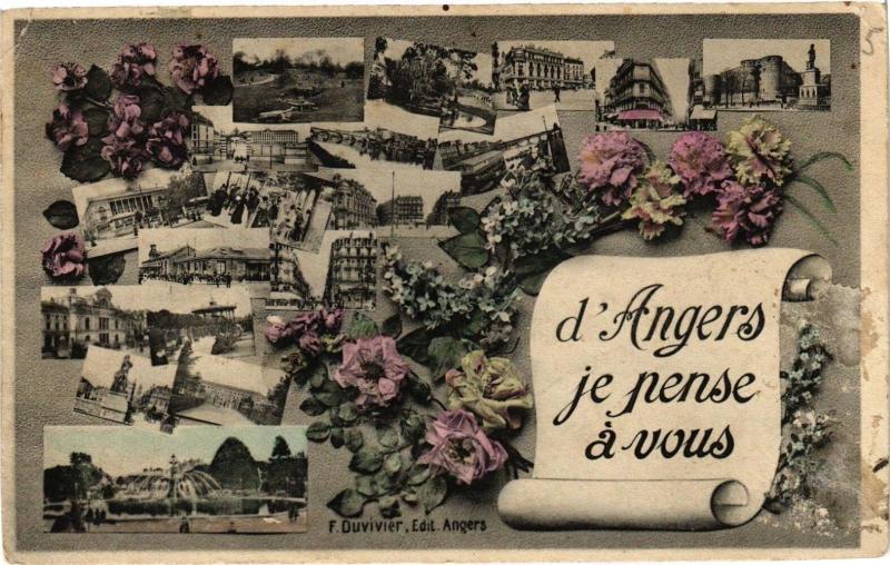 Carte postale ancienne D'Angers - je pense a vous à Angers