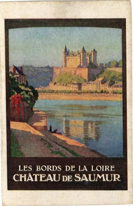Carte postale ancienne Les Bords de la Loire Chateau de Saumur à Saumur