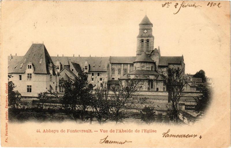 Carte postale ancienne Abbaye de Fontevrault - Vue de l'Abside de l'Eglise
