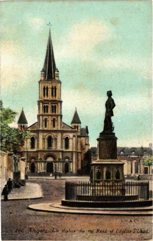 Carte postale ancienne Ed. Aqua 260 Angers La Statue du Roi à Angers