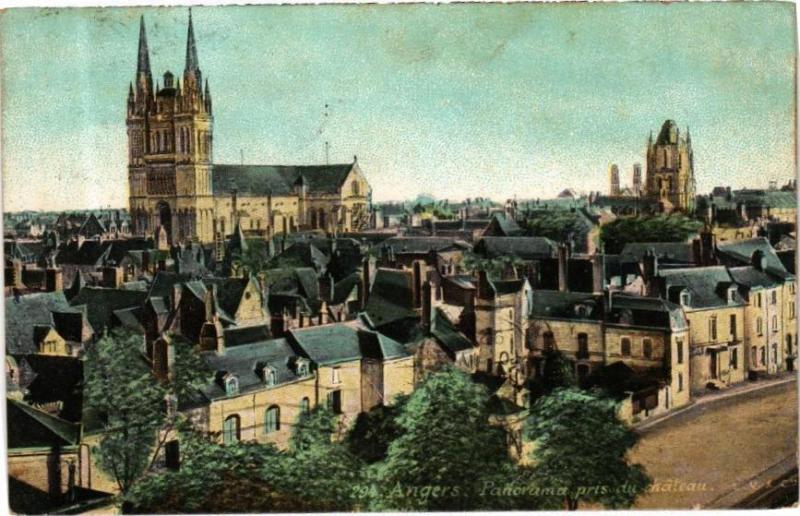 Carte postale ancienne Ed. Aqua 294 Angers Panorama pris du Chateau à Angers