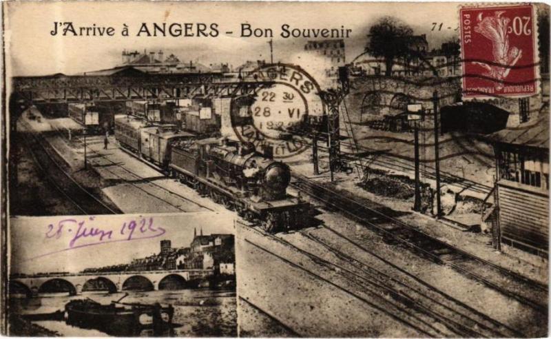 Carte postale ancienne J'Arrive a Angers - Bon Souvenir à Angers