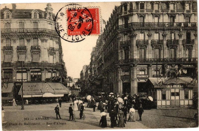 Carte postale ancienne Angers-Place du Ralliement-Rue d'Alsace à Angers