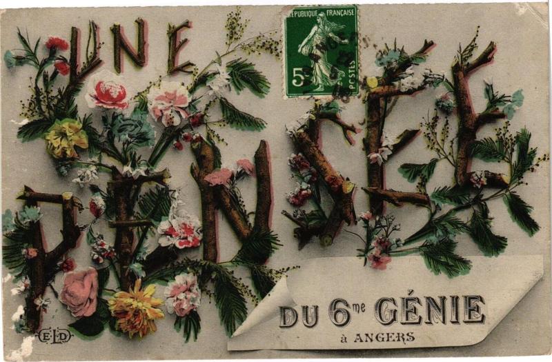 Carte postale ancienne Une Pensée du 6 me Genie a Angers à Angers