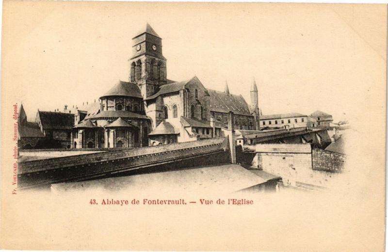 Carte postale ancienne Abbaye de Fontevrault - Vue de l'Eglise