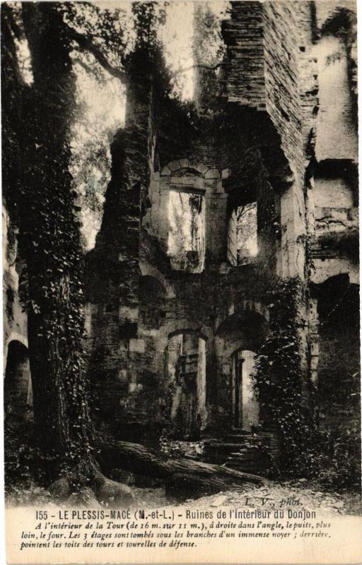 Carte postale ancienne Le Plessis-Mace - Ruines de l'interieur du Donjon