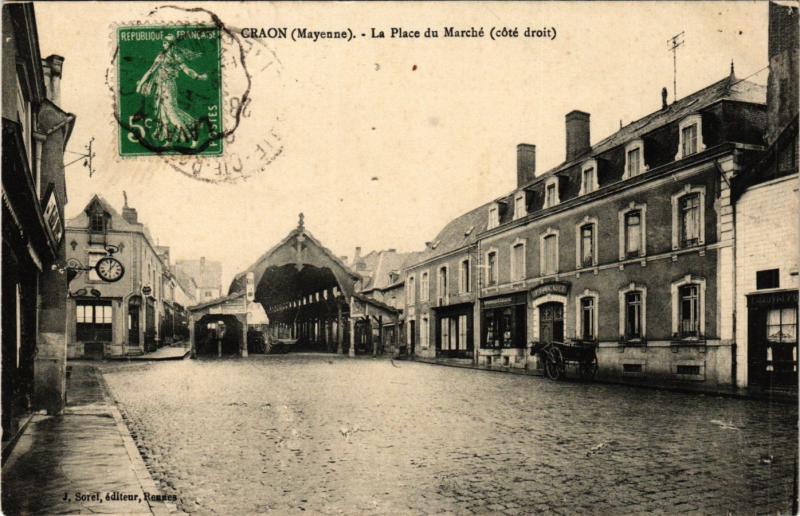 Carte postale ancienne Craon - La Place du Marché à Craon