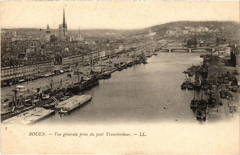 Carte postale ancienne Rouen-Vue générale prise du pont Transbordeur à Rouen