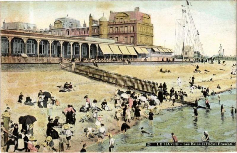Carte postale ancienne Ed. Aqua 26 Le Havre-les-Bains et l'hotel Frascati au Havre
