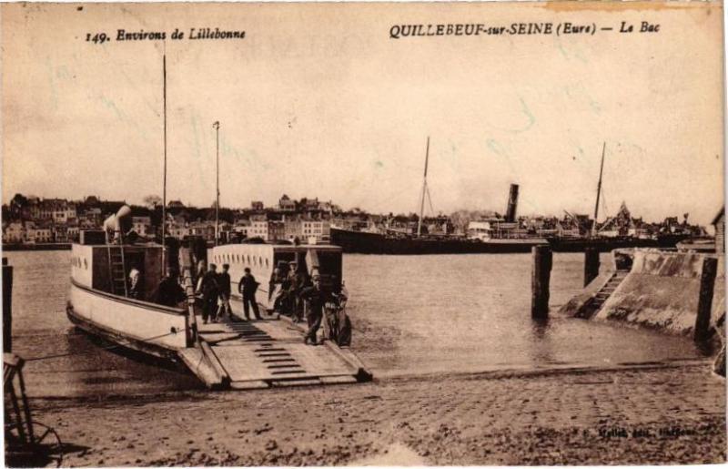 Carte postale ancienne Environs de Lillebonne - Quillebeuf-sur-Seine - La Bac à Quillebeuf-sur-Seine