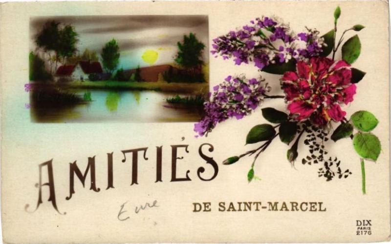 Carte postale ancienne Amitiés - de Saint-Marcel à Saint-Marcel