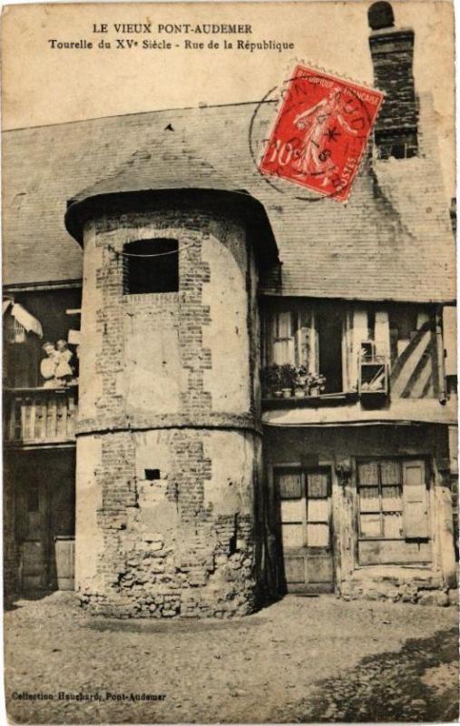Carte postale ancienne Le Vieux Pont-Audemer - Tourelle d'Escalier du Xv siécle rue... à Pont-Audemer