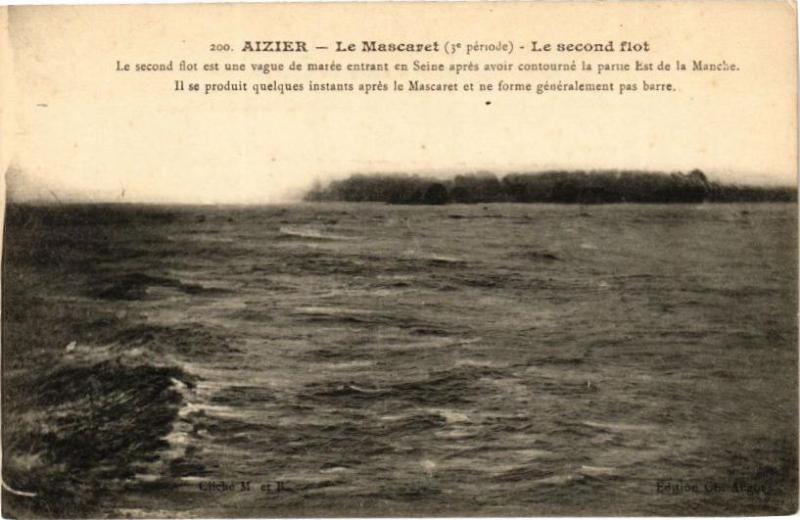 Carte postale ancienne Aizier - Le Mascaret (3e période) - Le second flot - Le second .. à Aizier
