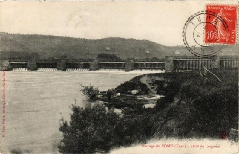 Carte postale ancienne Barrage de Poses - 280m de longueur à Poses