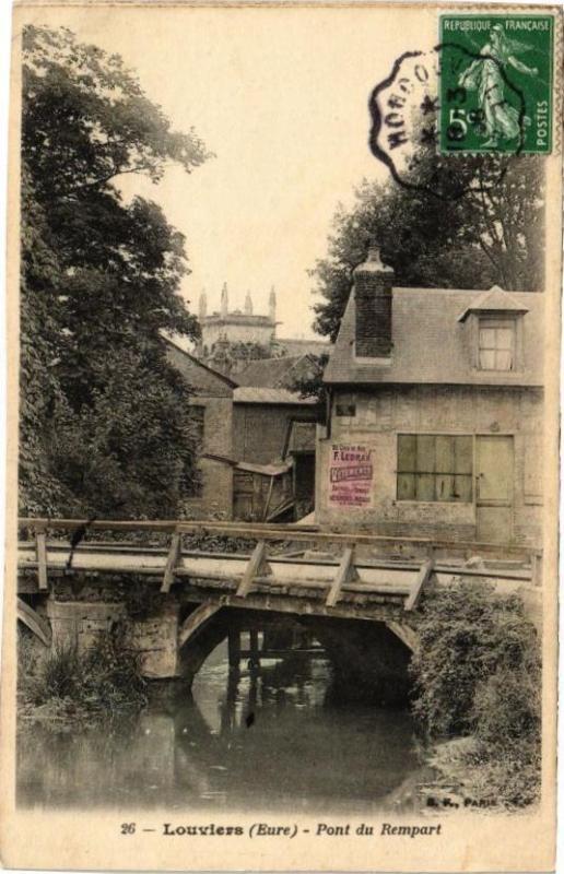 Carte postale ancienne Louviers - Pont du Rempart à Louviers