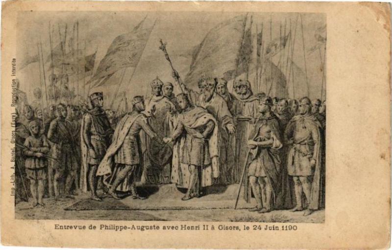 Carte postale ancienne Entrevue de Philippe-Auguste avec Henry Ii a Gisors le 24 Juin 1190(182172) à Gisors