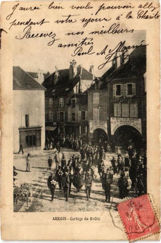 Carte postale ancienne Arbois - Cortege de Biou à Arbois