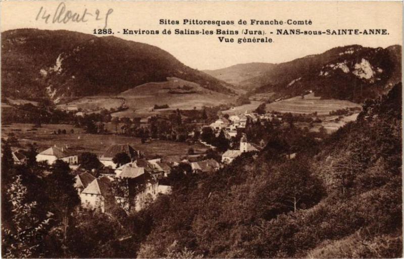 Carte postale ancienne Env. de Salins-les-Bains-Nans sous Sainte-Anne-Vue générale à Salins-les-Bains