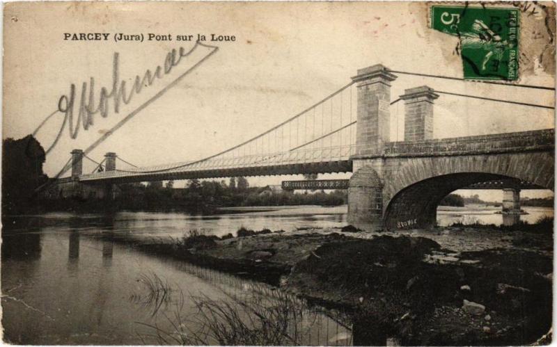 Carte postale ancienne Parcey - Pont sur la Loue à Parcey